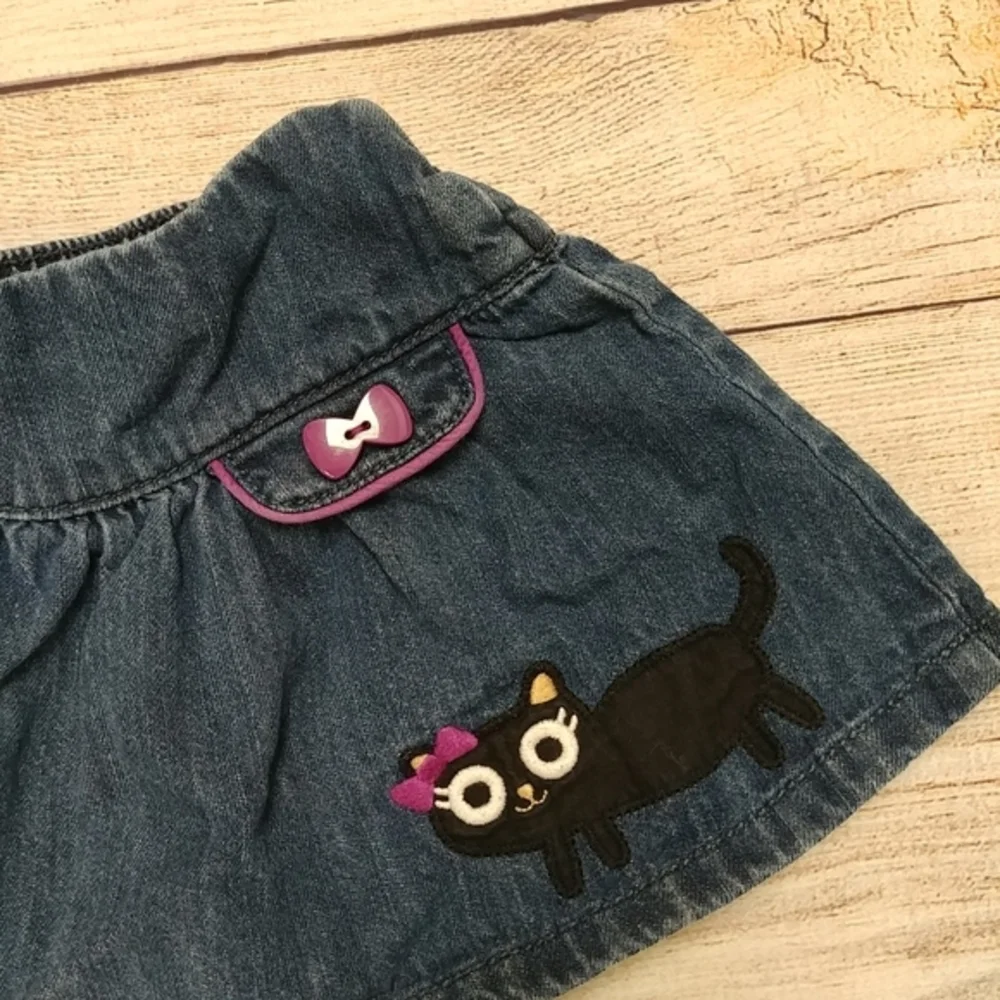 Gymboree Black Cat Jean‎ Denim Skirt